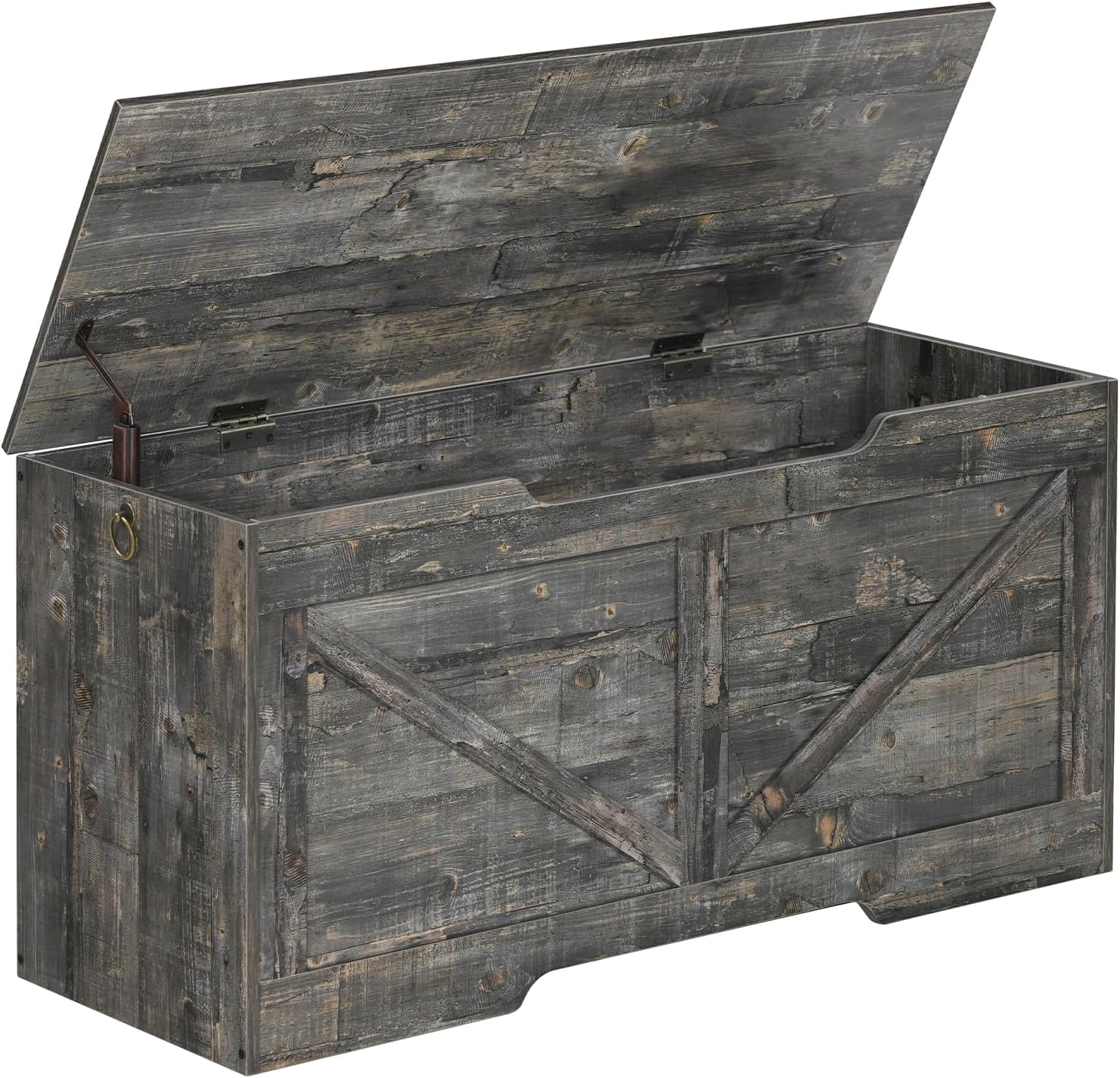 similar) HOOBRO Storage Bench, 39.4” Retro Wooden Storage Chest with U-Shaped Cut-Out Pull, Safety Hinge, Supports 220 lb and Easy Assembly for Toy Box Organizer (Vintage Gray) VP771CW01