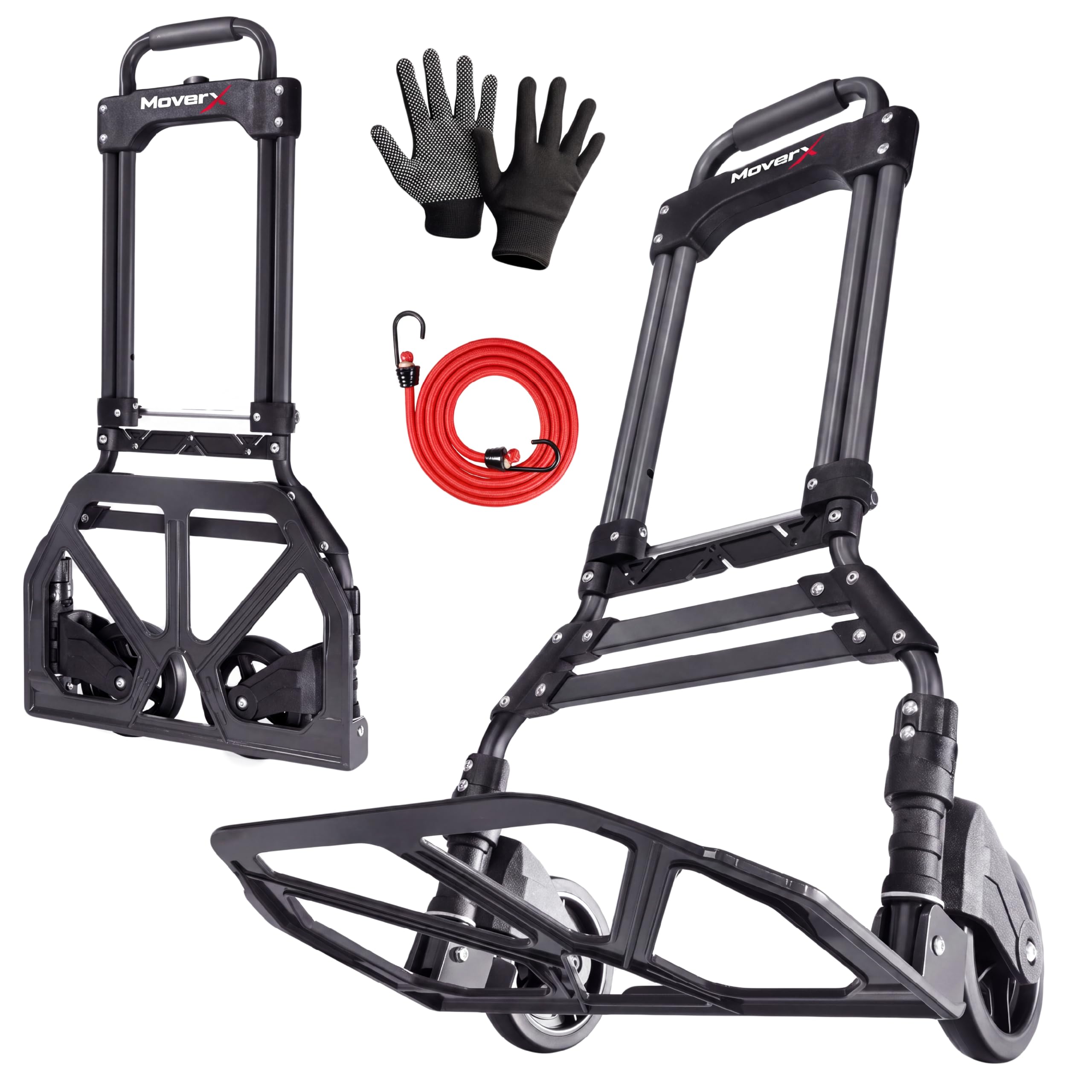 MoverX Faltbare Sackkarre aus Aluminium, robuste Sackkarre, faltbarer Rollwagen auf Rädern, Mehrzweck-Sackkarre, 85 kg