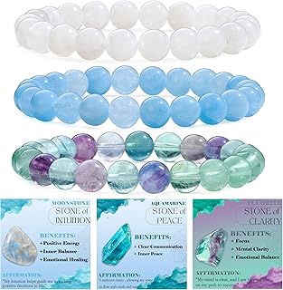 3‑Pièces bracelet pierre naturelle femme bracelet perles extensible fait main lithothérapie yoga méditation protection