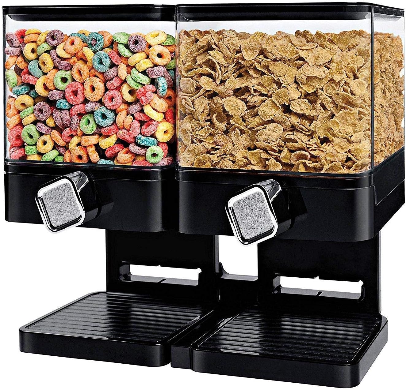 Storage Double Dry Food Snack Container Kitchen Canister Black,Cereal Dispenser[MUFAENS]