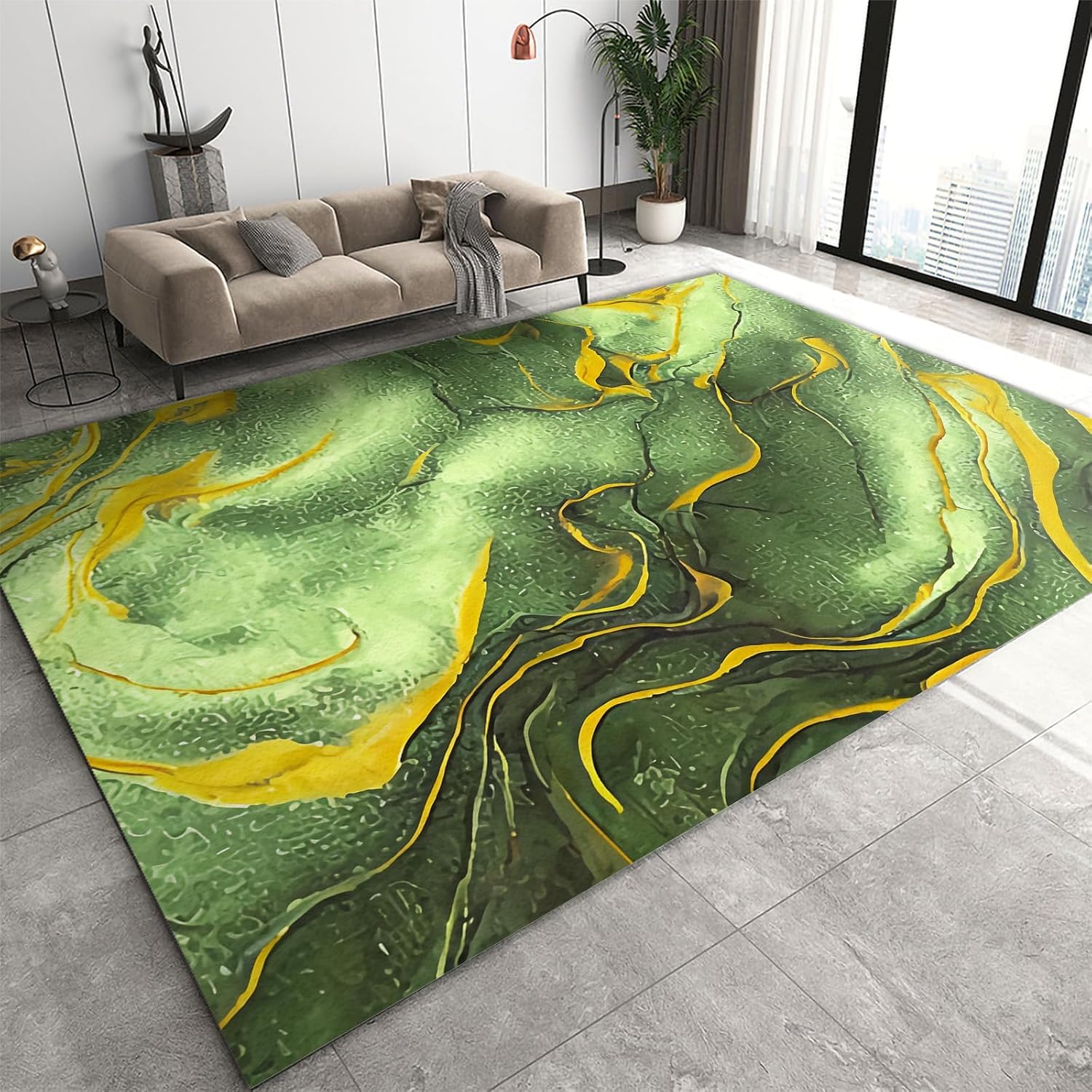 Tapis antidérapant en flanelle lavable pour sécuriser le sol du salon