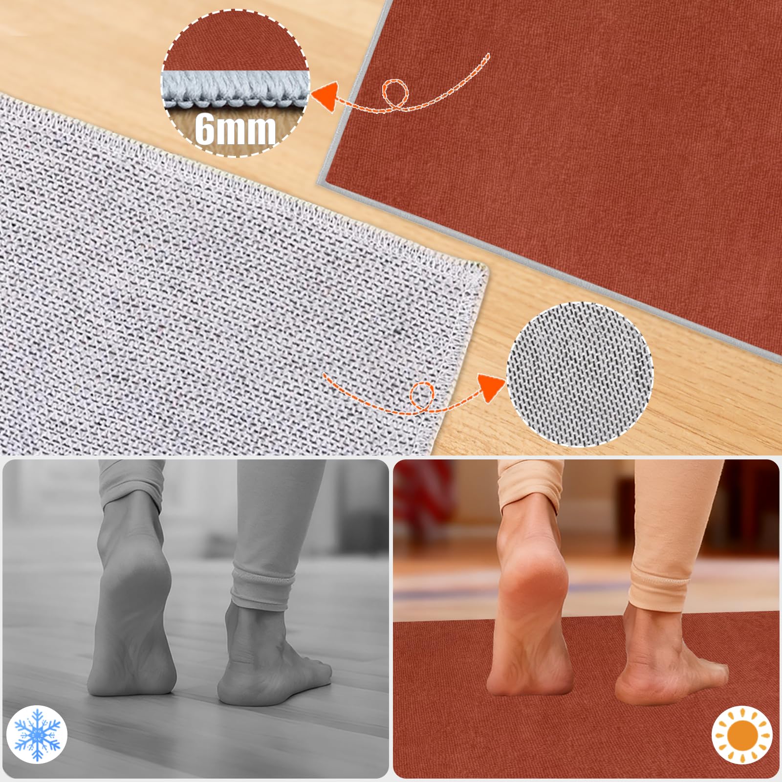 Tapis Oriental Décoratifs, Tapis Salon Moderne Motif Geometrique, Moquette pour Chambre et Salon, Tapis de Chambre Ado, Tapis Grande Taille de Chambre Adulte Moderne à Poils Ras Orange 110 x 130cm