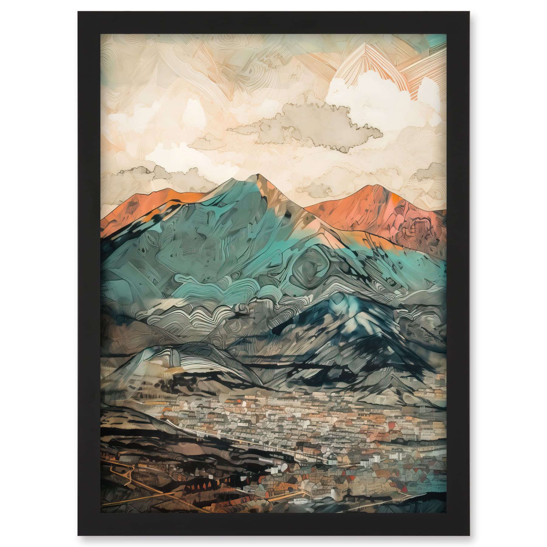 Artery8 Sunrise in Lienz Austria City Under Mountain Range Artwork Framed A3 Wall Art Print