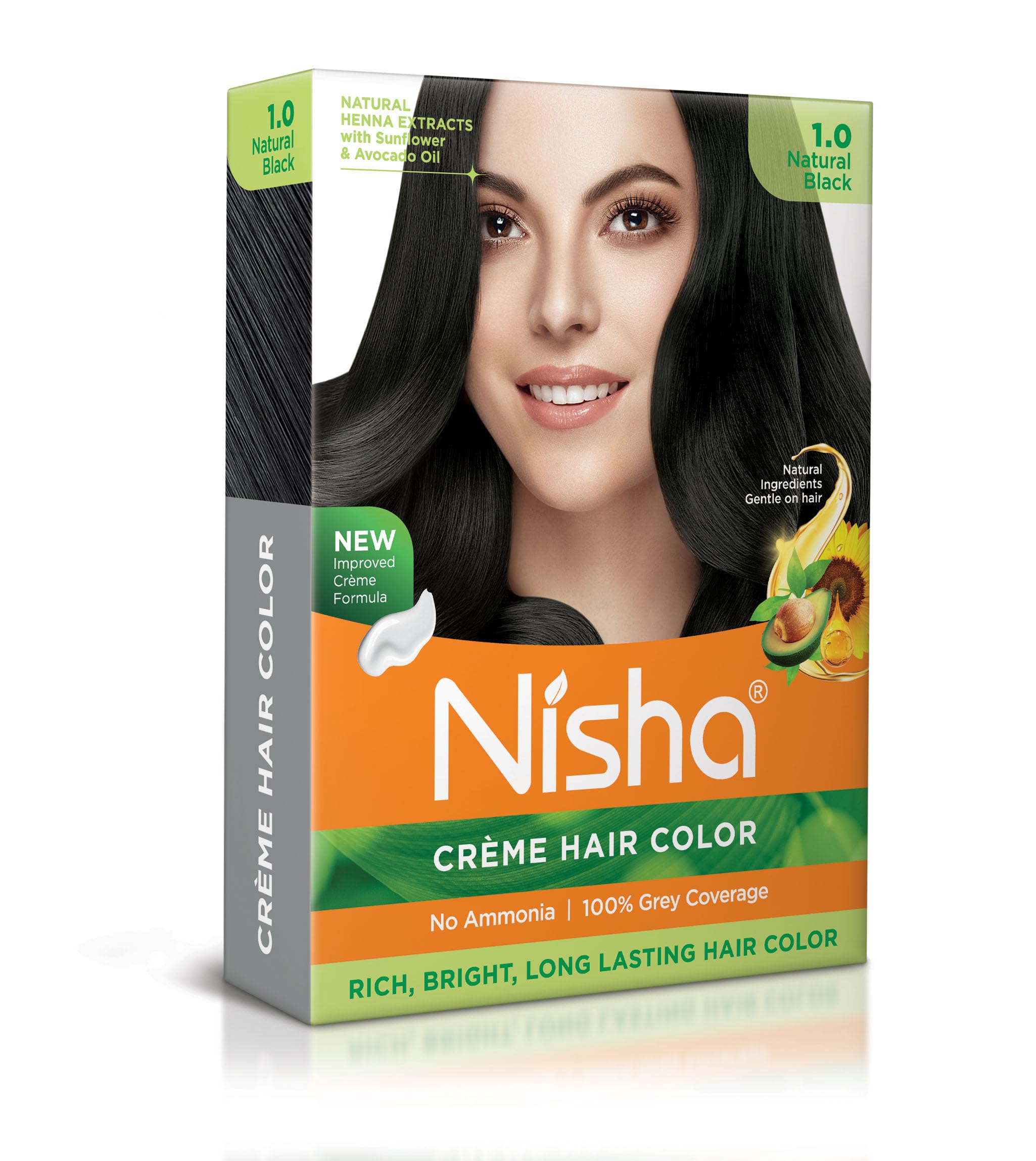 Nisha Creme Hair Color Pack of 1 Natural Black,Beautiful Color Permanent Hair Dye,Long-Lasting High-Definition Color,Shine & Silky Softness, Permanent
