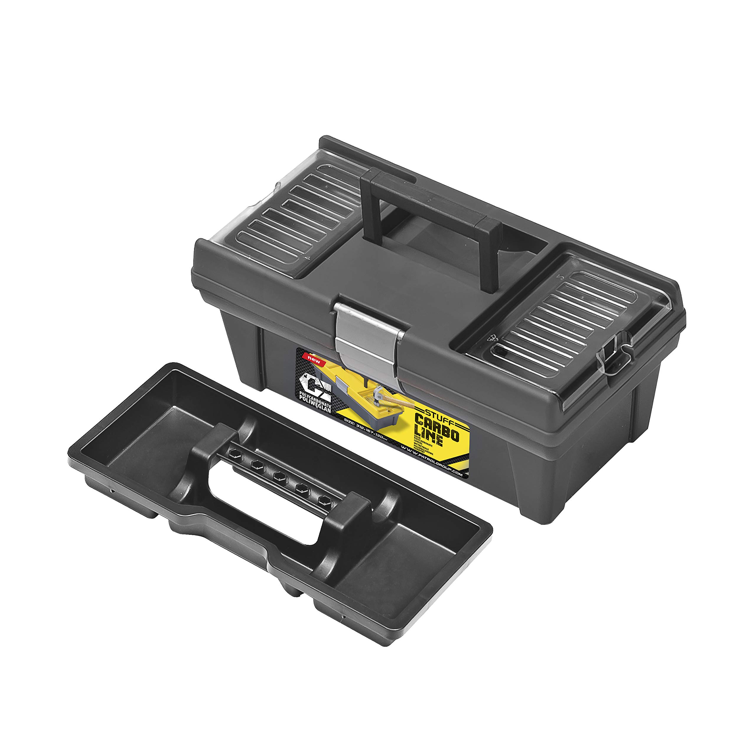 Urbnliving Black Semiprofi Large Plastic Toolbox Chest Professional Lid Storage Compartment (12)