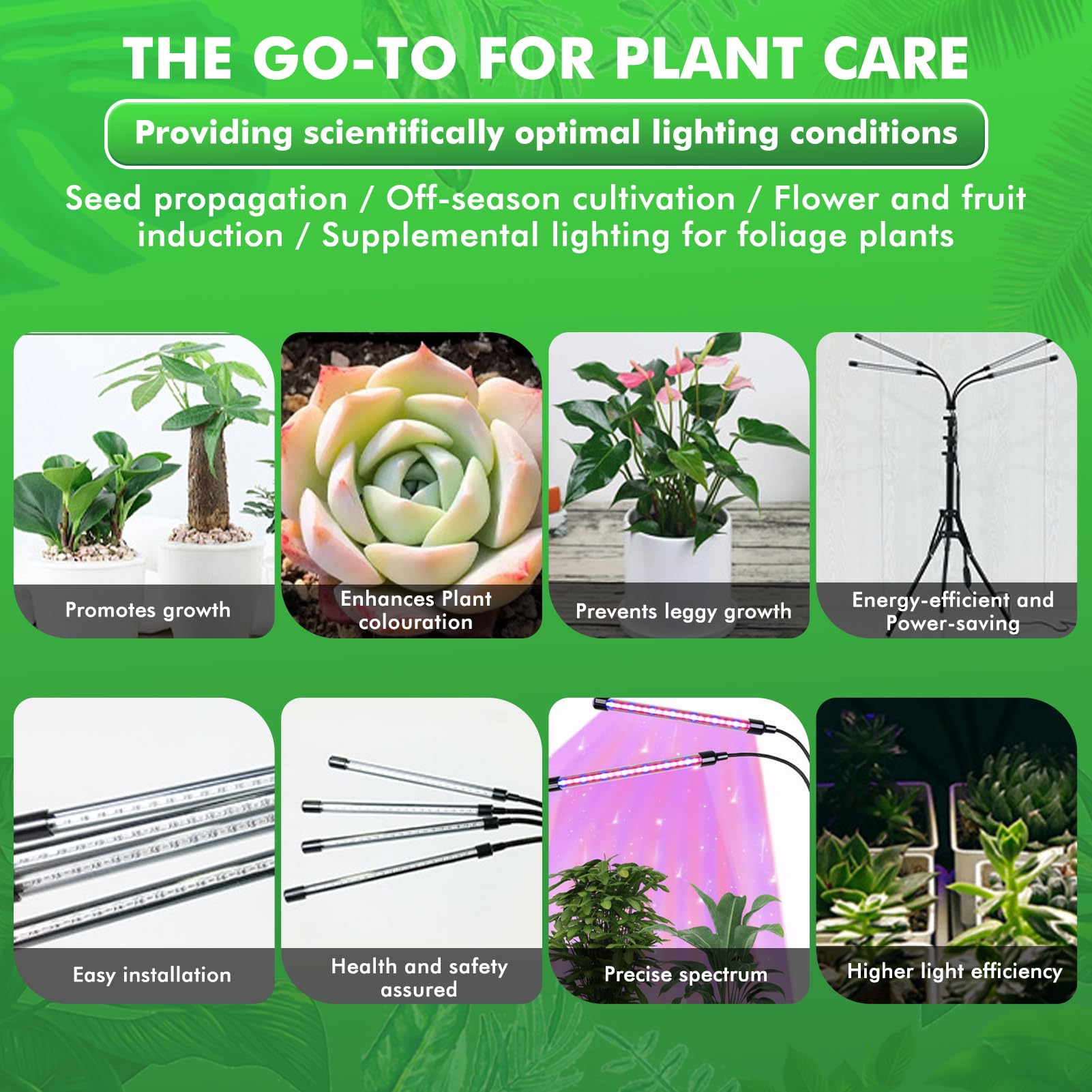 Lampe Horticole LED Avec Support, Lampe Horticole sur Pied à 4 Tubes, Filaire et Télécommandée, 80 LED, 10 Niveaux de Luminosité pour Plantes D'Intérieur (Version Avec Prise USB)