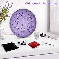 Ovissol Tongue Drum 15 cm 11 Hangú D-dúr Handpan Dob Készlet Kezdőknek - Meditációhoz, Jógához, Hangterápiához - Levendula Lila 6