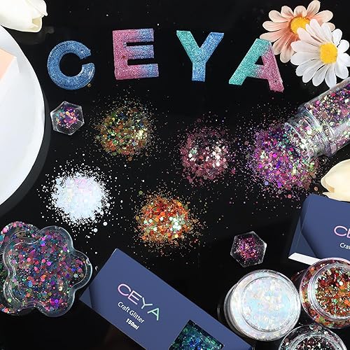 Miniatura 6 de Ceya Purpurina gruesa camaleón, 2.8 onzas2.82oz, cambio de color de sirena, purpurina en polvo, cambio de color, lentejuelas iridiscentes para