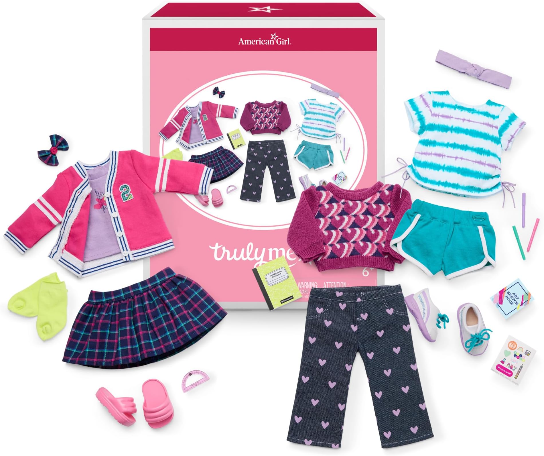 Truly Me 18-inch Doll School-Day Style Outfit with Cardigan, Tee, and Pair of Sneakers, For Ages 6+
