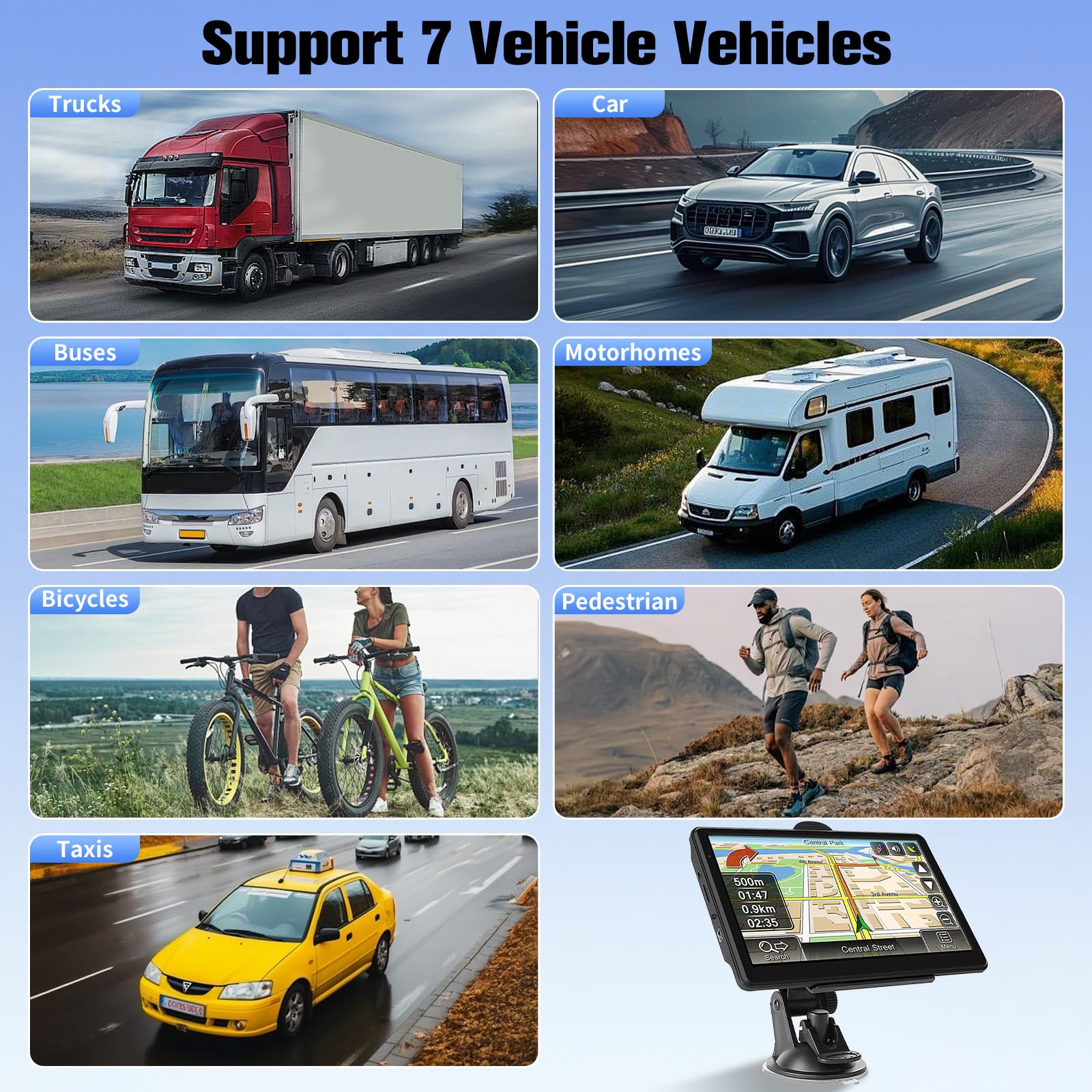 9 Inch GPS Navigator Sat Nav - 2025 Latest UK Map Sat Navs for Cars, Trucks and Buses,HD TFT Touch Screen HGV Satnav, Voice Turn Directions, Postcode Search, Lifetime Free Updates — view 5