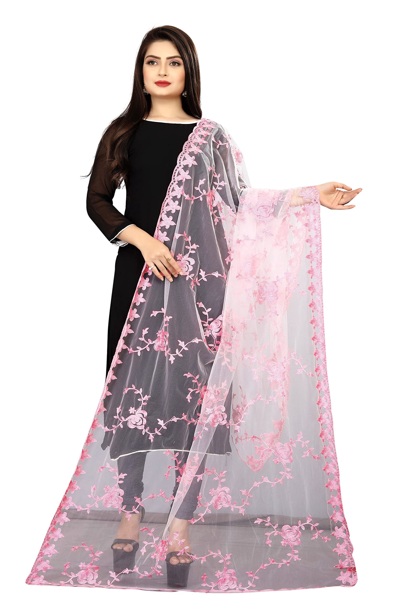 hari madhav design Women's Nylon Net Embroidered Dupatta.-picture-14
