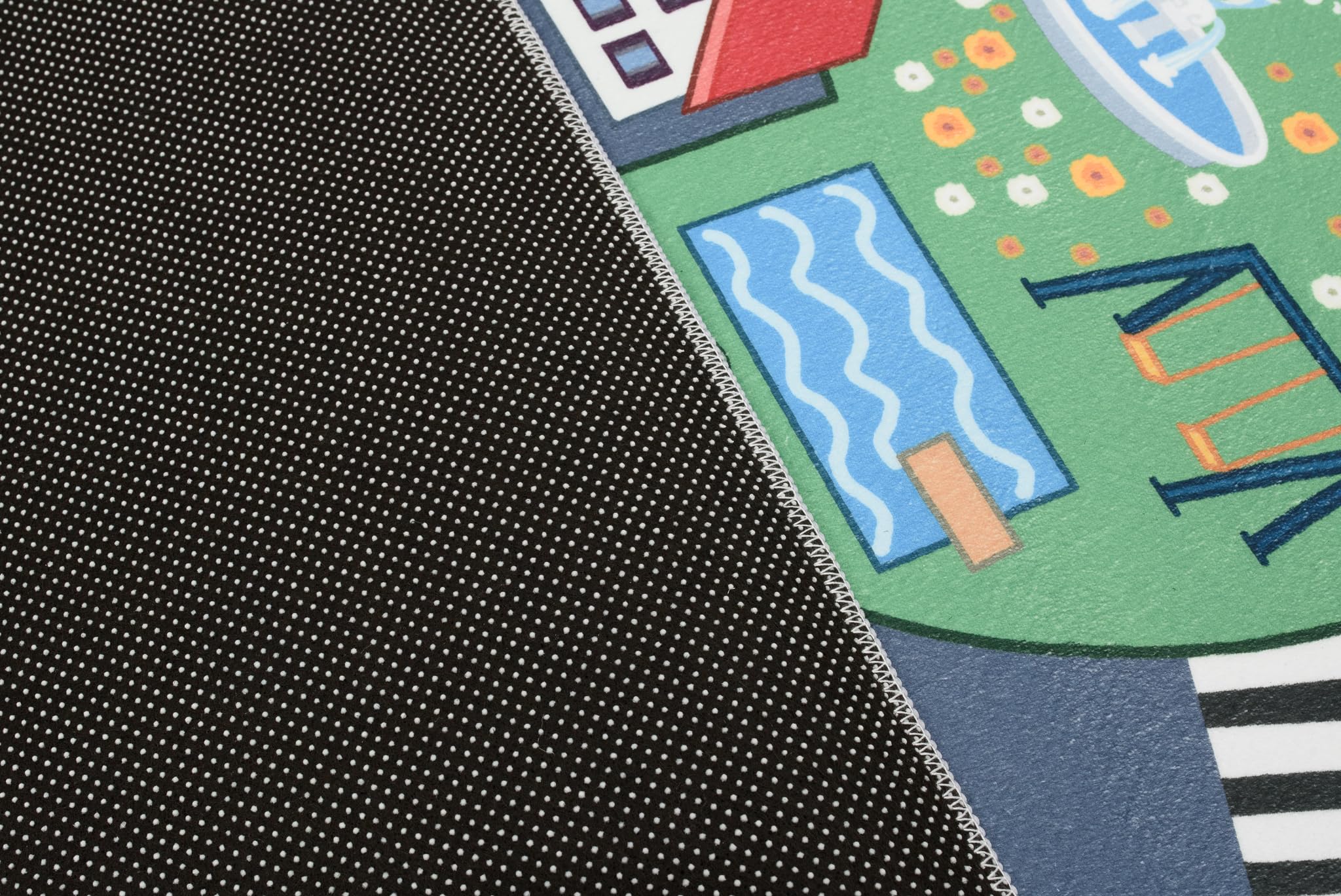 TAPISO Flannel Tapis Chambre Enfant Bébé Fille Garçon Antidérapant Lavable Vert Gris Bleu Rouge Tapis de Jeux Voiture Circuit Route Ville Poils Ras Oeko-TEX Résistant 120 x 170 cm