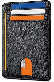 Slim Minimalist Front Pocket RFID Blocking Leather Wallets for Men and Women - Cross Black