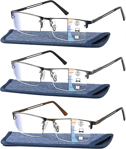 Anteojos de lectura bifocales para hombre, sin línea, progresivo, multienfoque, transición, multifocal, lectores multifocales, anteojos anchos