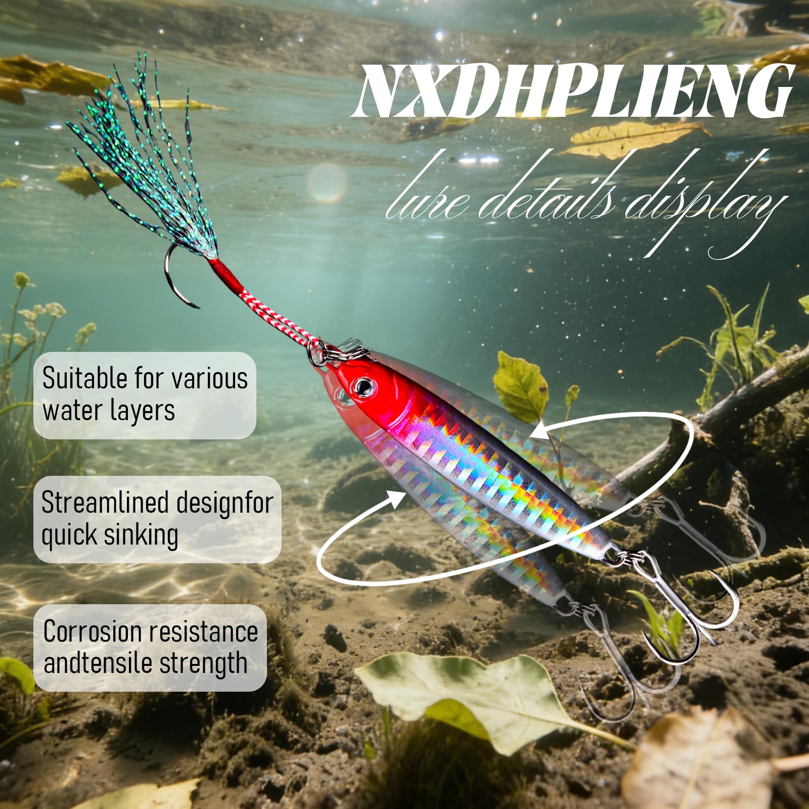 Jigging Esche da Pesca in Metallo，6 Pezzi Slow Sinking Micro Metal Jig con Ganci per Acqua Salata e Dolce，Esca Artificiale per Bass e Ciprinidi