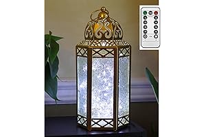 فانوس رمضان كبير ذهبي فاخر بزجاج شفاف من VELA LANTERNS