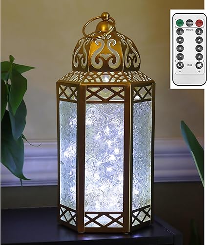 Guirnalda de luces LED Vela Lanterns para farol marroquí, tamaño grande, color dorado Guirnalda de luces LED Vela Lanterns para farol marroquí, tamaño grande, color dorado
