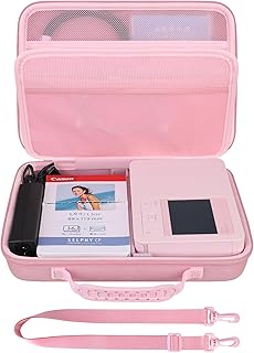 BOVKE Estuche de almacenamiento compatible con impresora fotográfica compacta Canon SELPHY CP1500, espacio adicional para juego de tinta/papel de color Canon y otros accesorios, rosa
