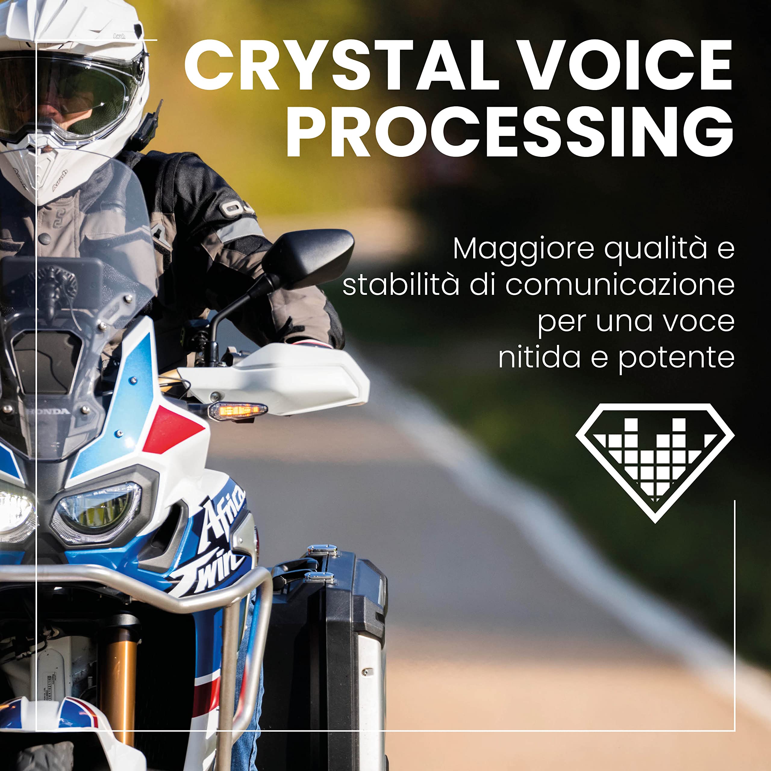 Midland Rush RCF Twin C1527.01, Interfono Moto Bluetooth e Mesh Doppio, Auricolari Casco Impermeabili IPX6, Cancellazione Rumore, Radio FM integrata e Web Radio Via App.