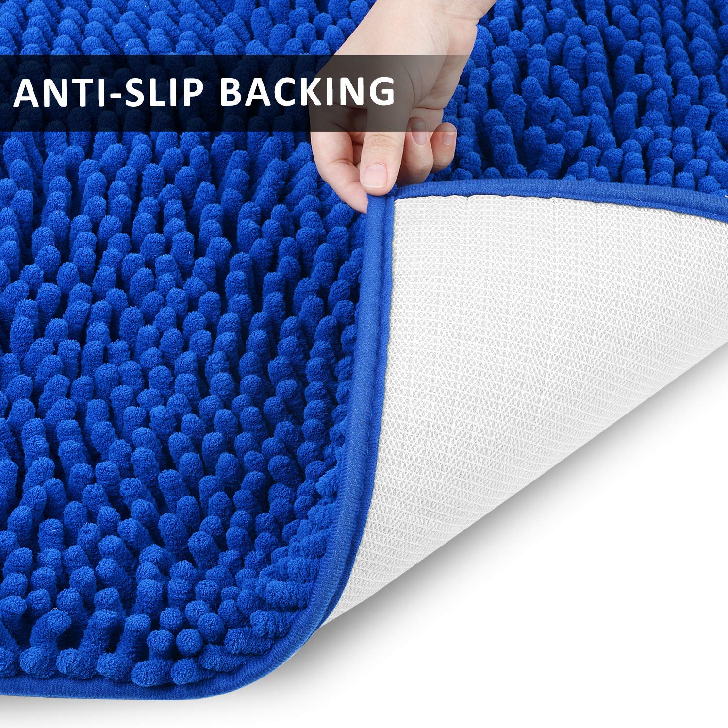 Soft Chenille Bath Mat - Blue -5