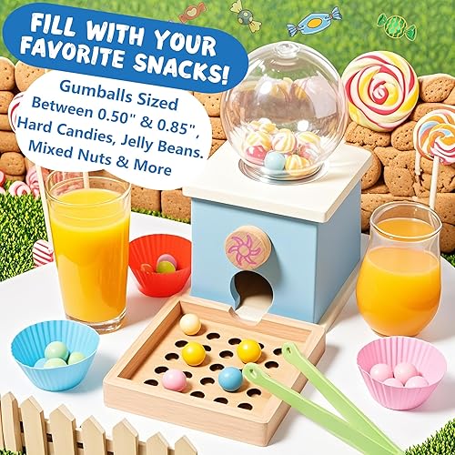 Miniatura 3 de Máquina de chicles de madera de 9.6 pulgadas, juguetes Montessori para niños de 3, 4 y 5 años, juguete de actividades de aprendizaje preescolar para