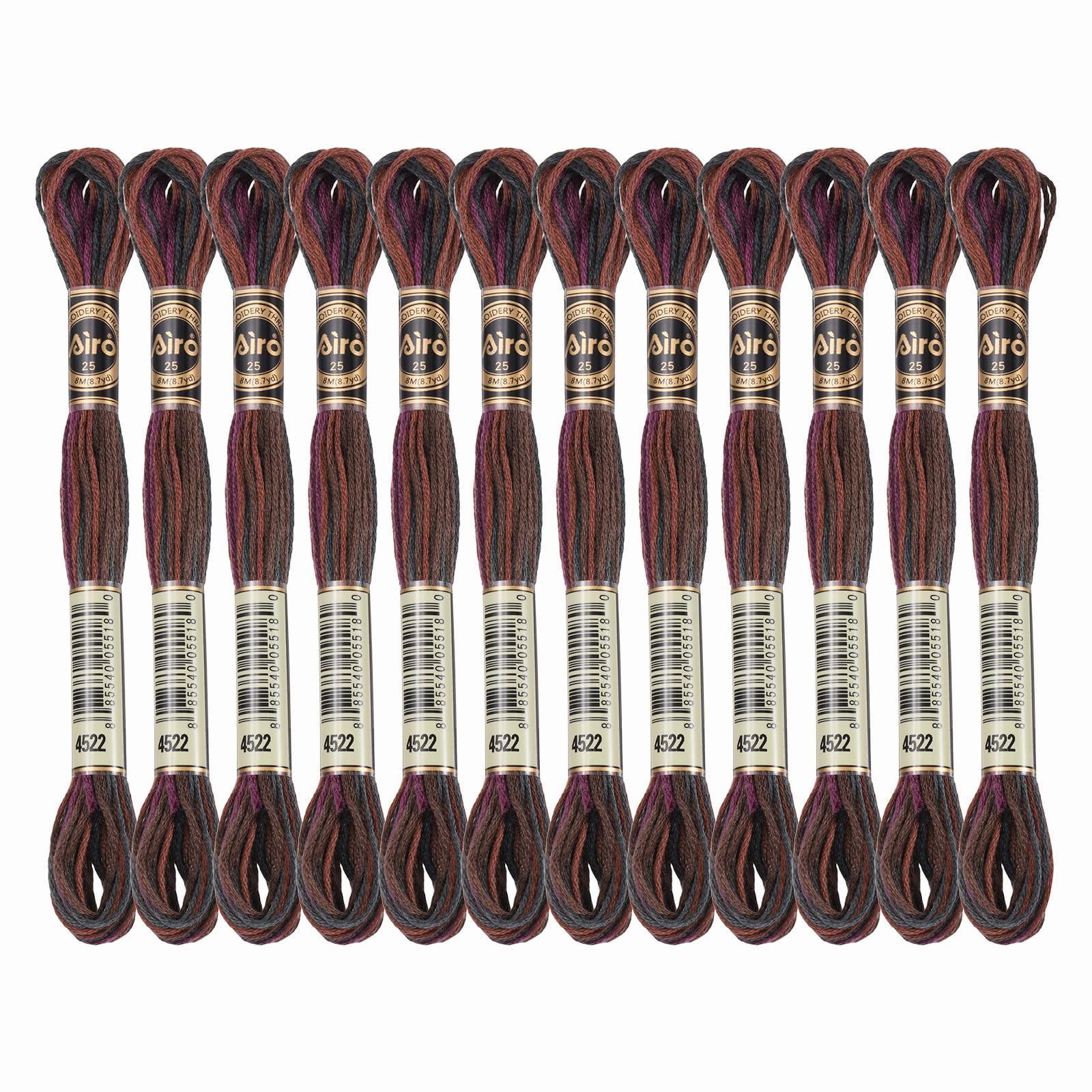 PATIKIL 12 Skeins Embroidery Floss, Polyester Embroidery Threads Bracelets String for Cross-Stitch Hand Embroidery, Brown Black