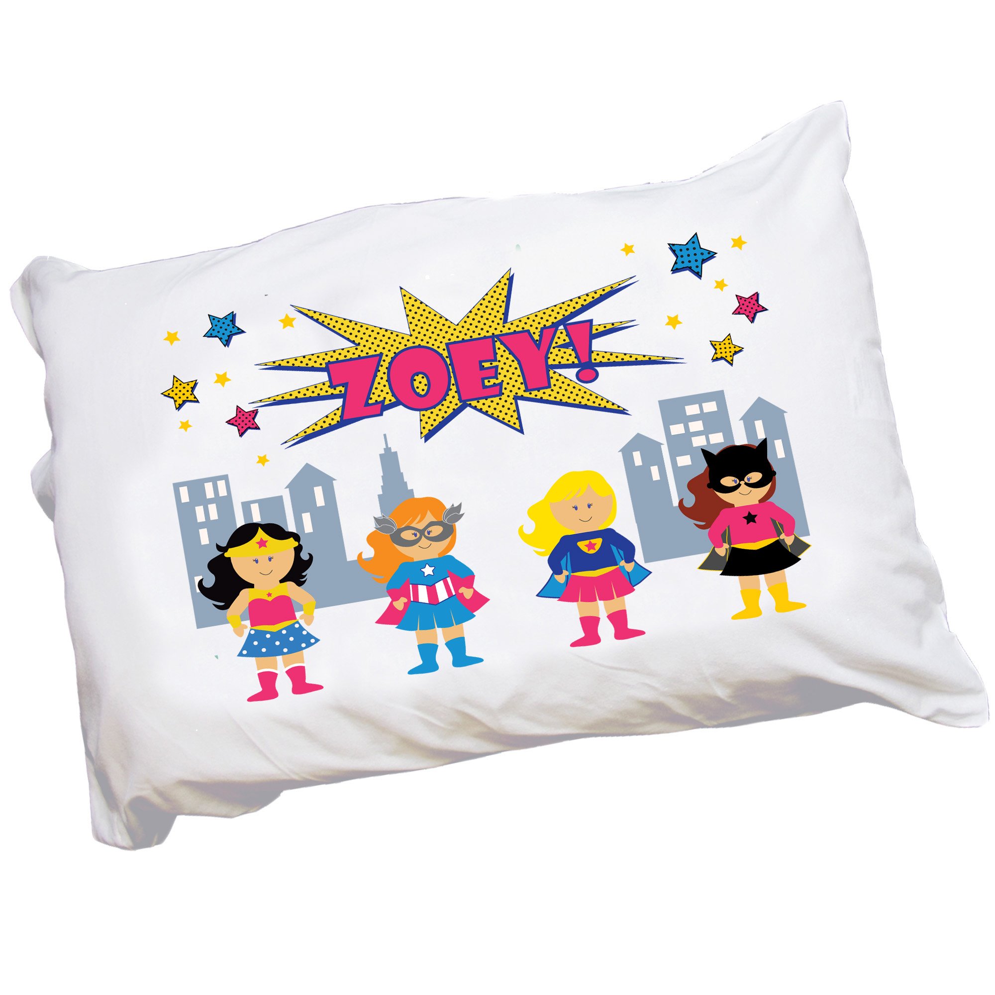 Personalized My Bambino Super Hero Girls Pillowcase for Superhero Theme