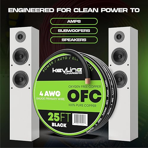 Miniatura 7 de Cable de calibre 4 AWG (25 pies), color negro, cobre sin oxígeno (OFC), cable automotriz, alimentacióntierra, cable de batería, soldadura de