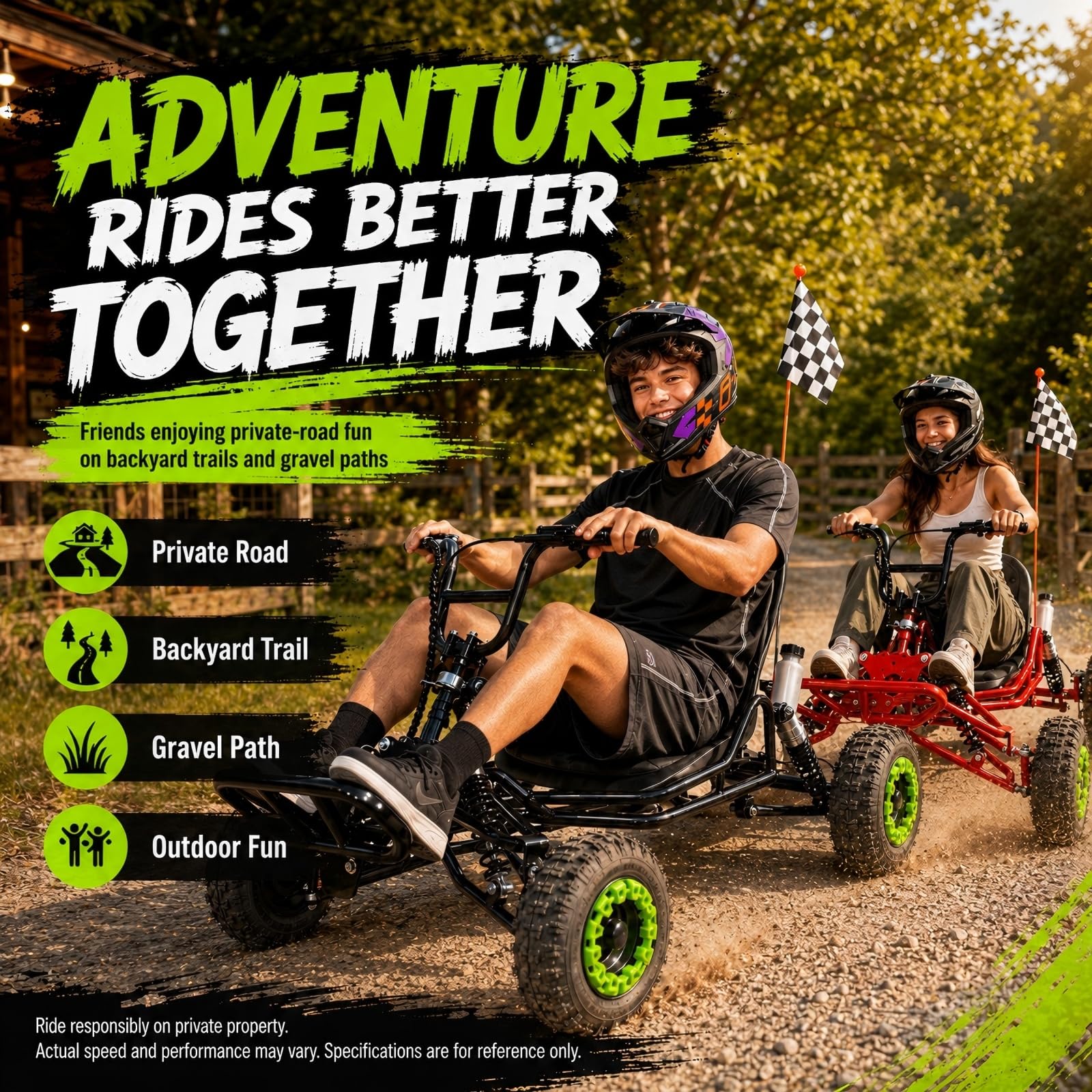 Zyliathor Gas Offroad Go Kart, pneumatici da 6 pollici, freno a disco idraulico, capacità massima 180 kg, fuoristrada/terreno privato, rosso