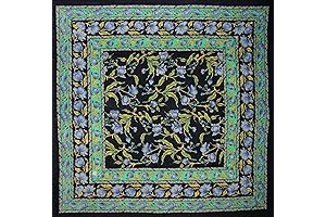 Handmade French Floral Blue Quilted Tablecloth