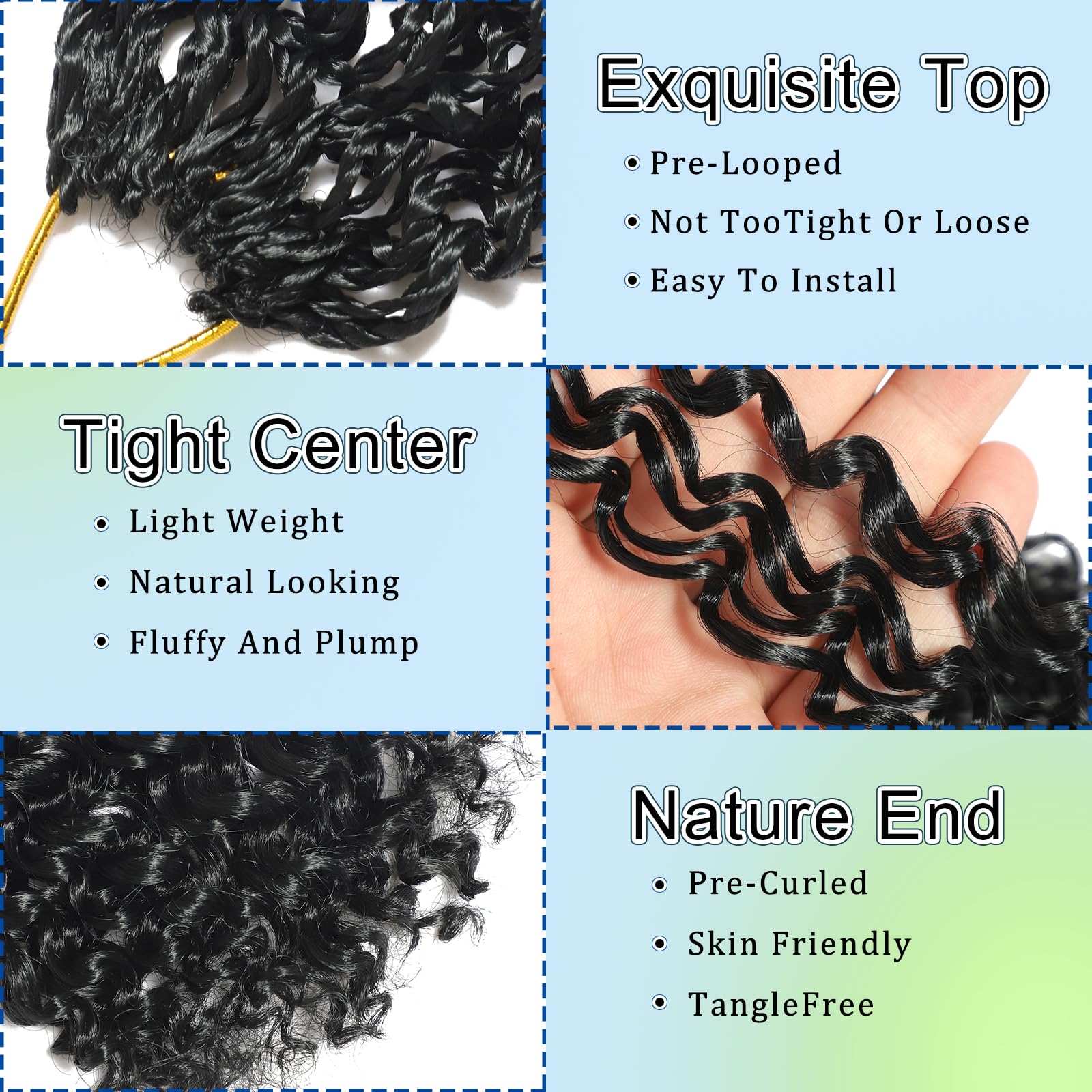 FLWAI Pre Looped Micro Kinky Curly Crochet Hair for Mini Passion Twist 8 Packs 12 Inch Kinky Twist Synthetic Wavy Curly Crochet Hair Extensions for Black Women (1B - Image 3