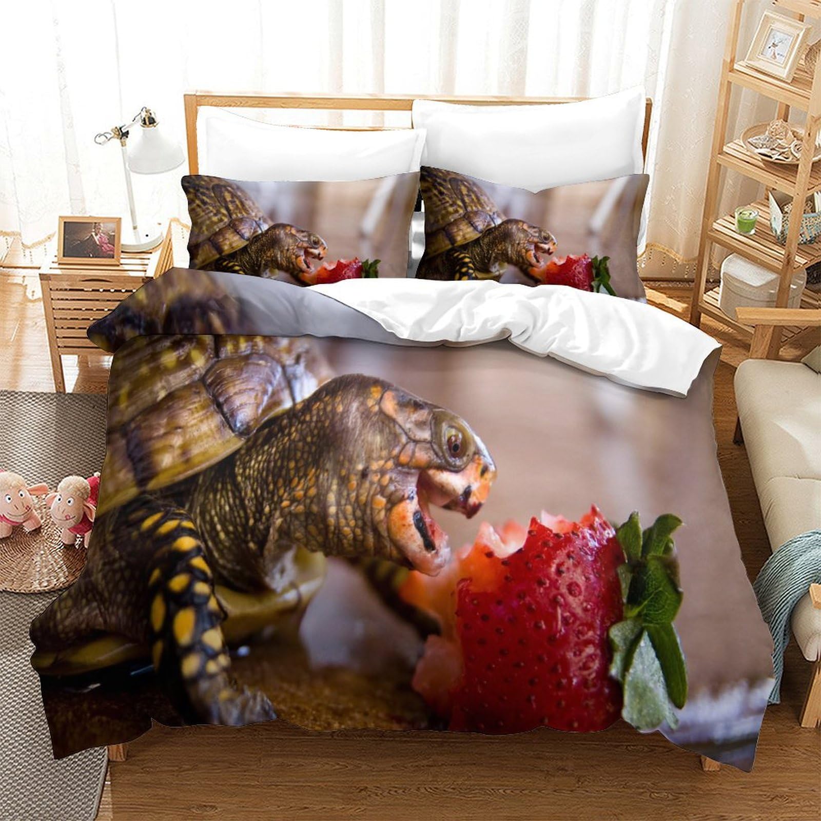 P1s9u7w5y Sea Turtle-4 Realistic Jurassic 3D Printed Dinosaur Duvet Cover Set 3Pcs Microfiber Dino Bedding Set King（220X240cm）