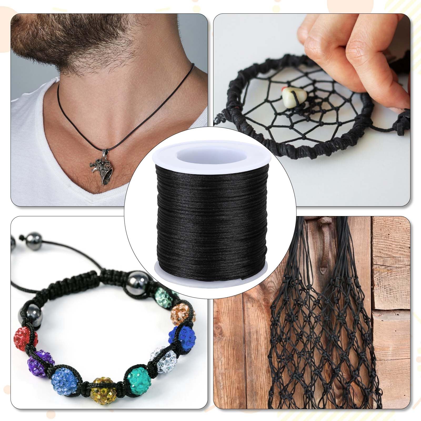 Amazon.com: 1.5mm 60 Yards Black Nylon Satin Cord Wind Chime Cord