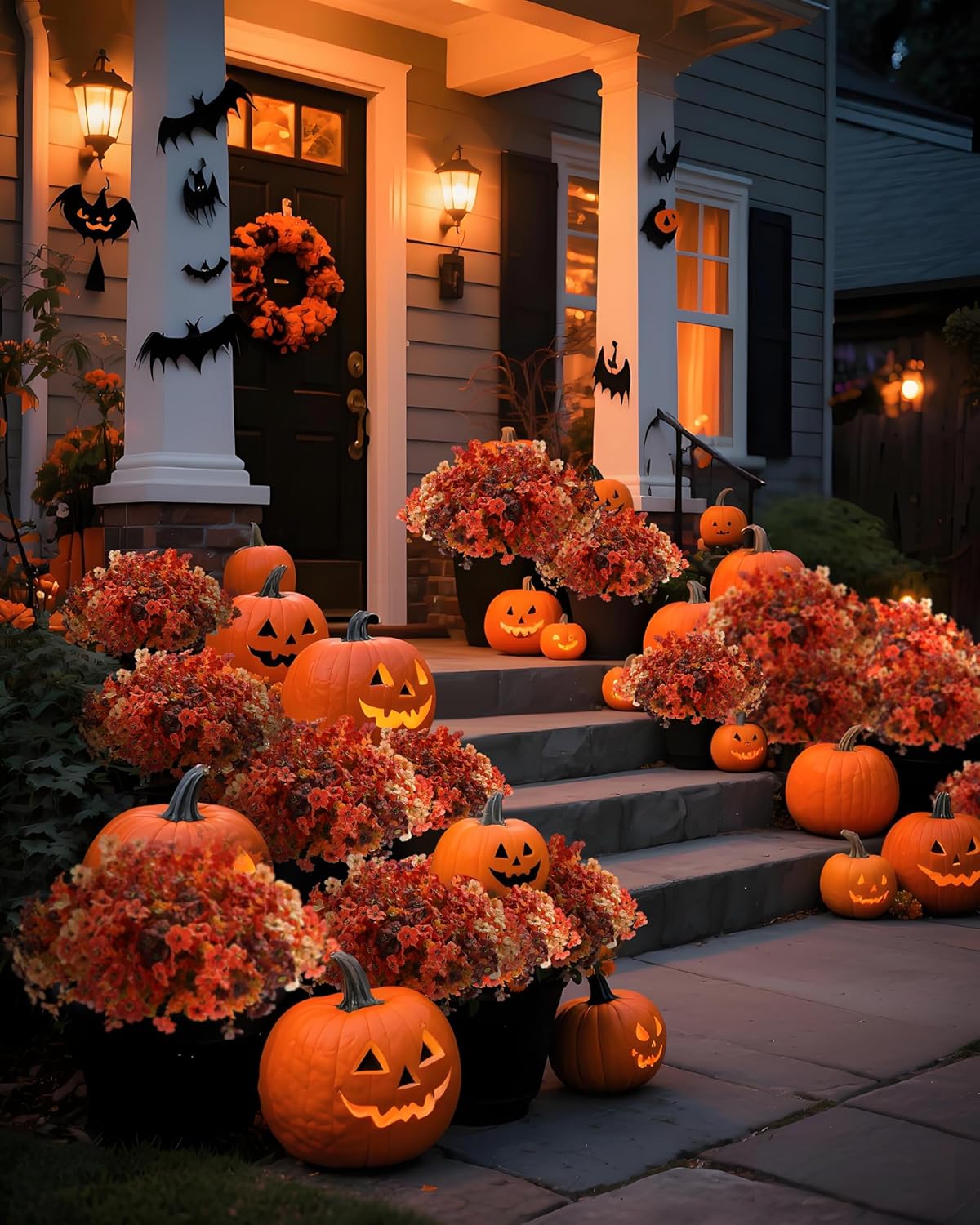 Artificial Mums Outdoor Fake Fall Flowers Decorations for Home,16 Bundles Silk Faux Mum Plants Look Real UV Resistant for Outside,Autumn Decor for Porch,Patio,Front Yard & Planters,Thanksgiving - Image 7