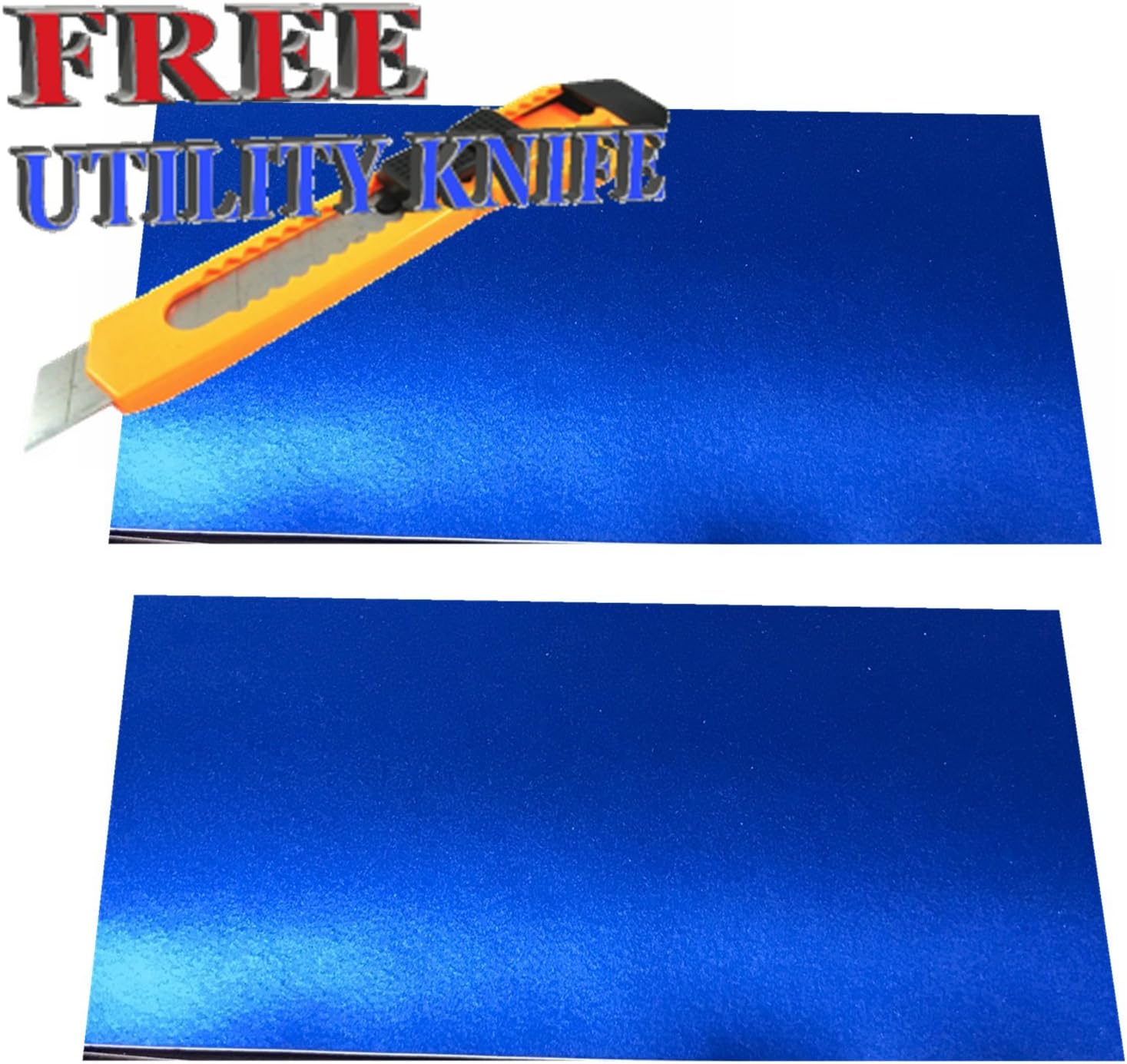 JQSLA 2pcs 11" x 4.8" Deep Blue Satin Matte Chrome Plating Vinyl Sheets Cut-Your-Own Decal for Chevy Bowtie Emblem Overlay Grill Trunk and Rear Logo DIY with Free Utility Knife