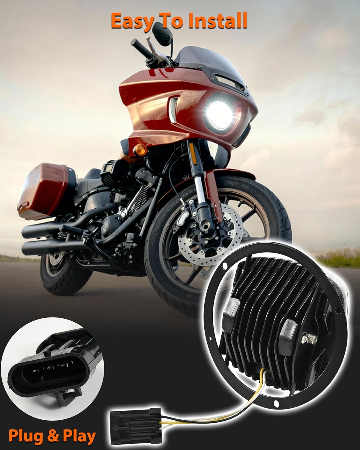 LED Headlights for Low Rider S 20-26, LED Headlamp Front Lamp with High Beam Low Beam for Harley Davidson Street Bob Low Rider ST 2022-2026 Accessories, Replace #67700345A