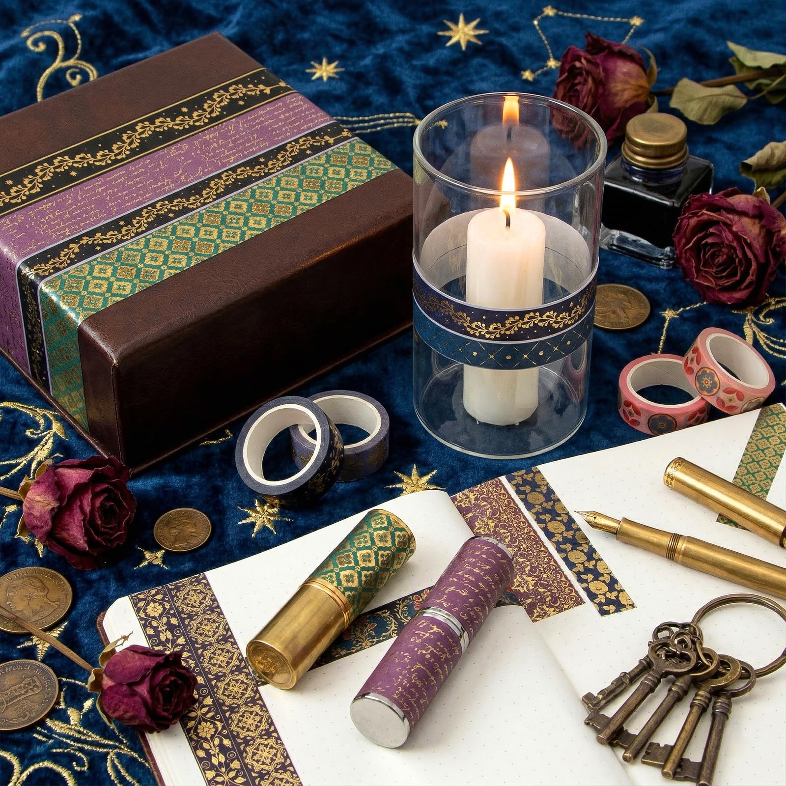 Gold Foil Washi Tape Set - Dark Academia & Vintage -3