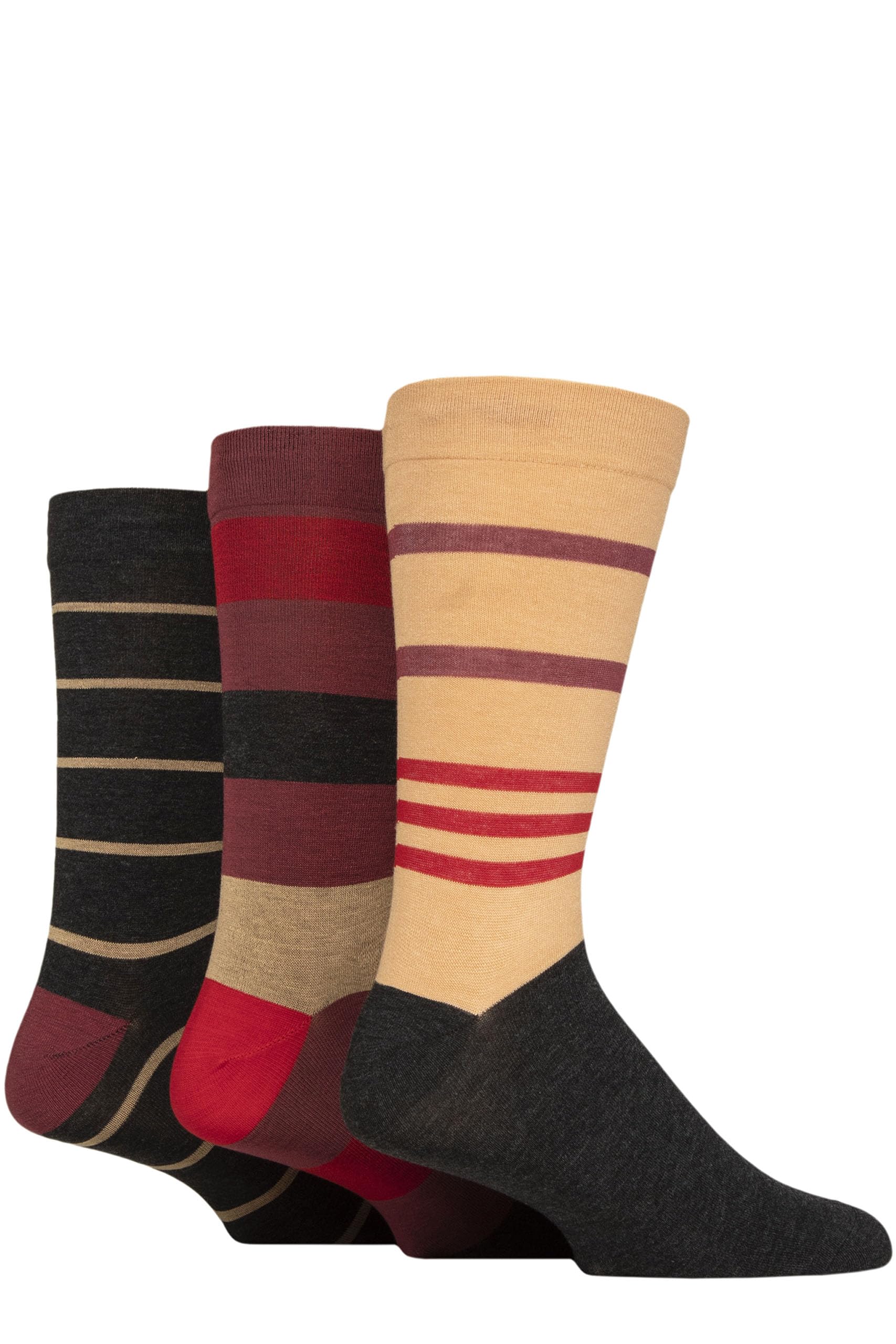 Sockshop Men's Sesame Comfort Cuff Socks -Striped And Plain Soft Breathable & Cooling Bamboo Material Multipack Of 3 Pairs (Uk, Numeric, 7, 11, Regular, Regular, )