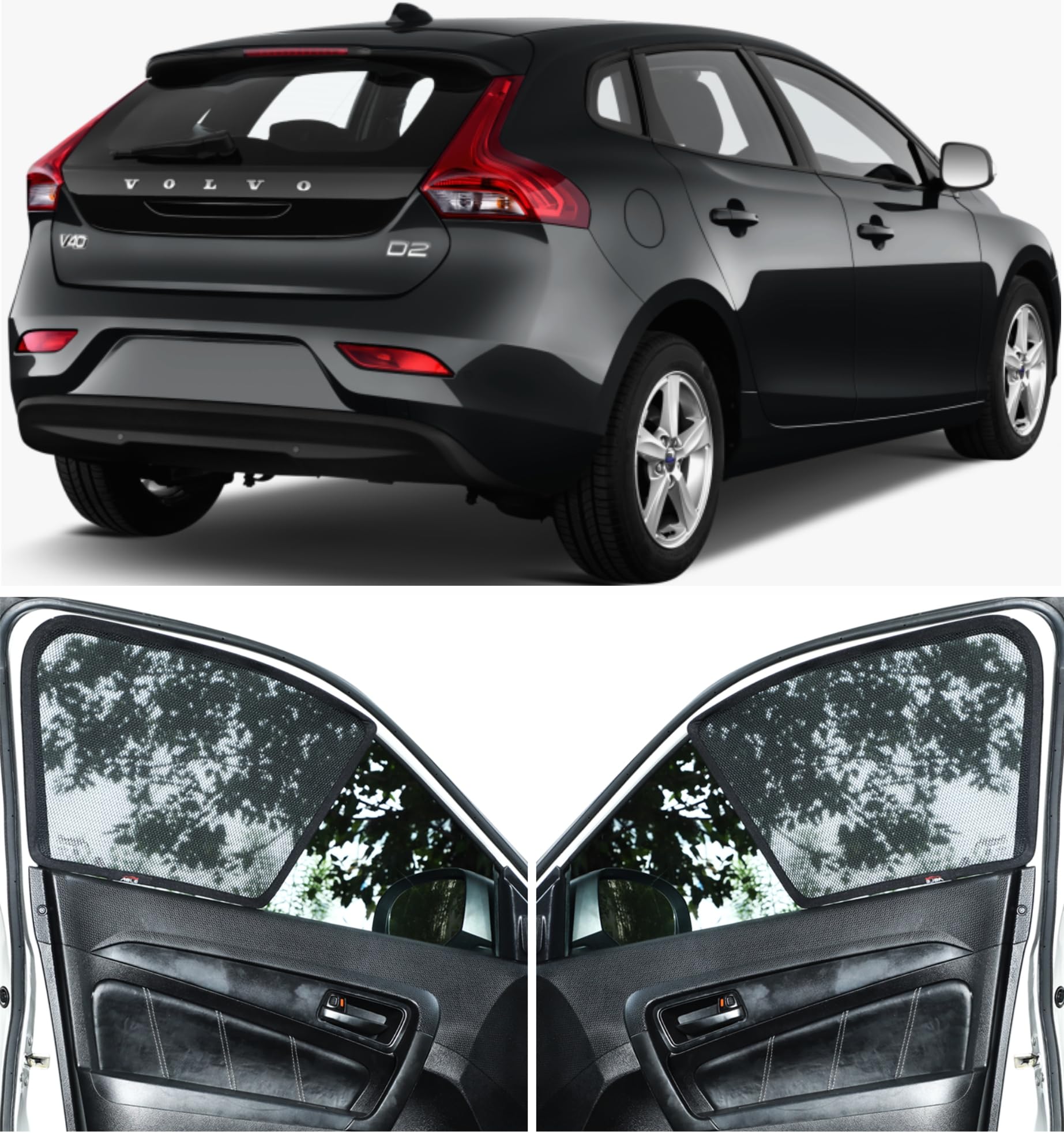 Able Sporty Half Car Sun Shade Curtains for Volvo- V40 Set of 4 Pcs
