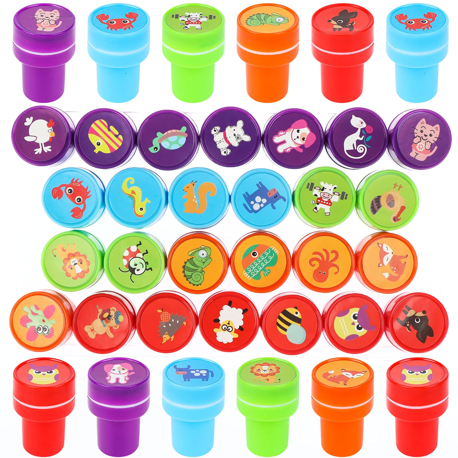 26 PCS Assorted Self-Inking Stamps for Kids - Cartoon Animal, Sea Animal, Zoo Safari Stampers for Carnival Prizes, DIY Crafts, Painting, Party Favor, School