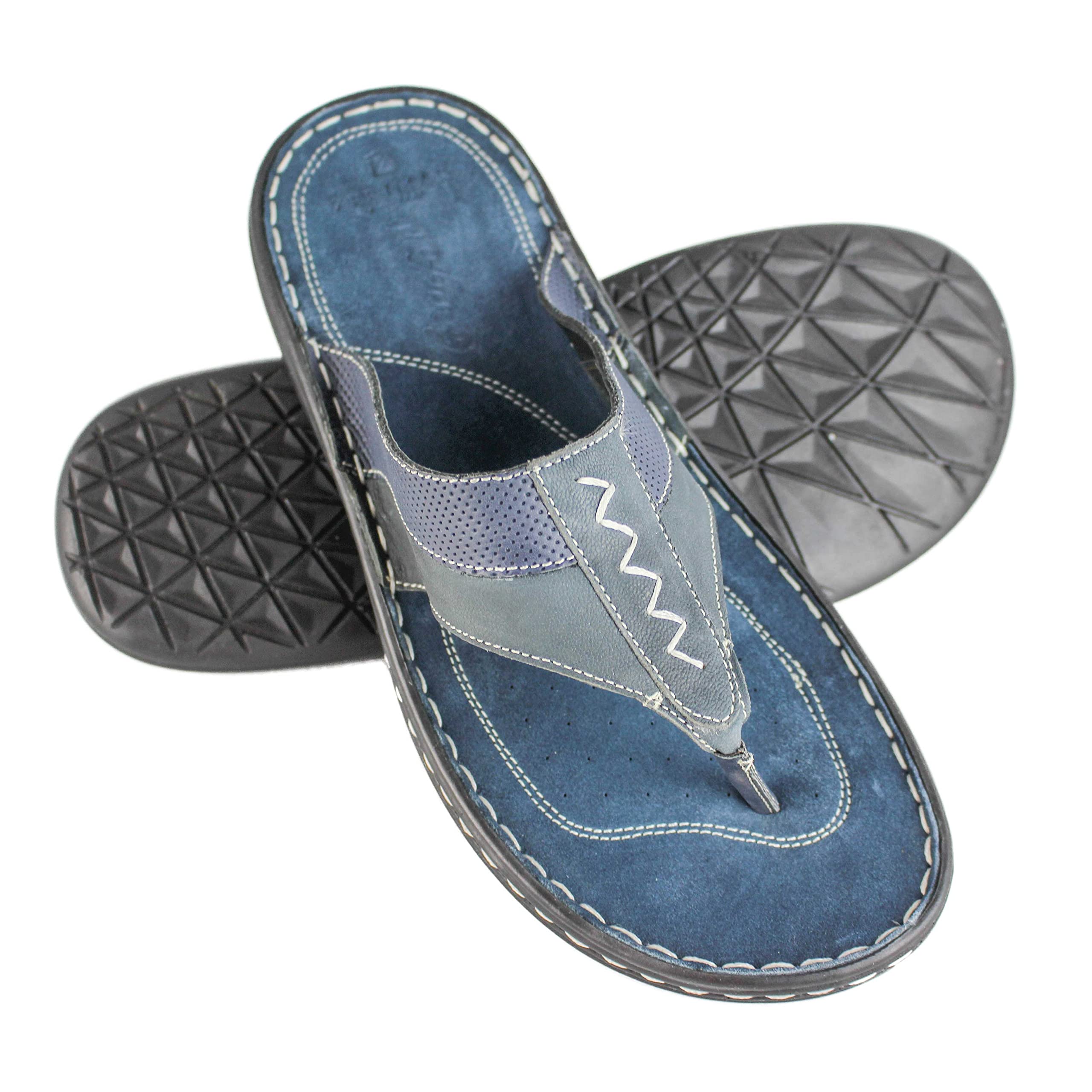 Zerimar Sandalia de Verano de Piel para Hombre | Chancla de Vestir de Dedo | Suela Goma Antideslizante | Plantilla Piel | Hecho a Mano