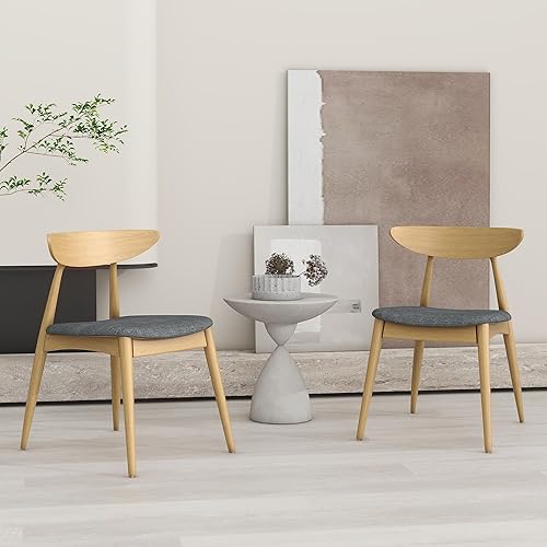 Set of 2 Dining Chairs and Table & Chair Sets - Retro Rubberwood Ergonomic Back Support with Plush Cushions, 300 lbs Capacity for Dining Room,