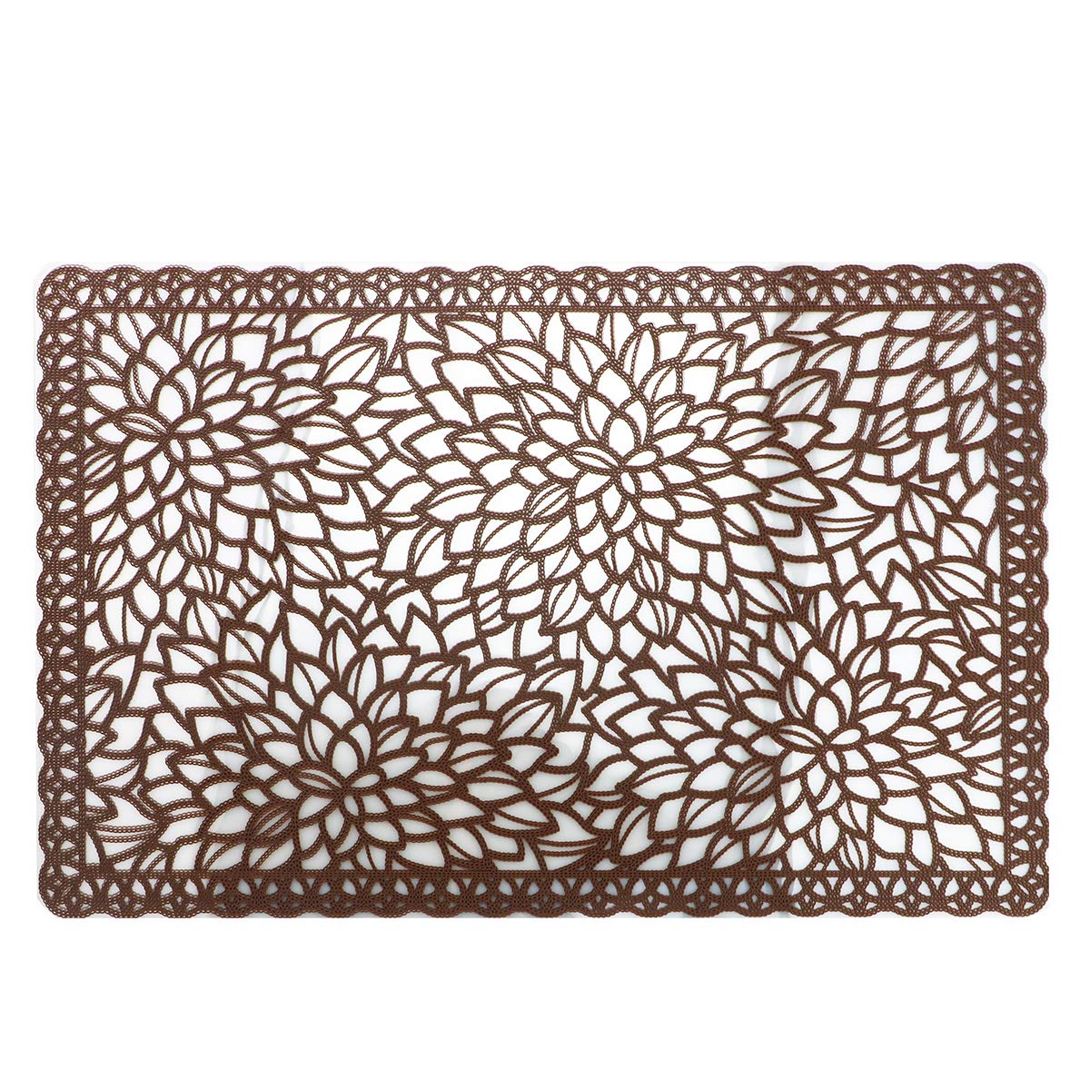 Gugrida Plastic Brown Placemats for Dining Table Tablemats Vinyl PVC Table Mats for Kitchen 6pcs(Brown, Placemats 6pcs)