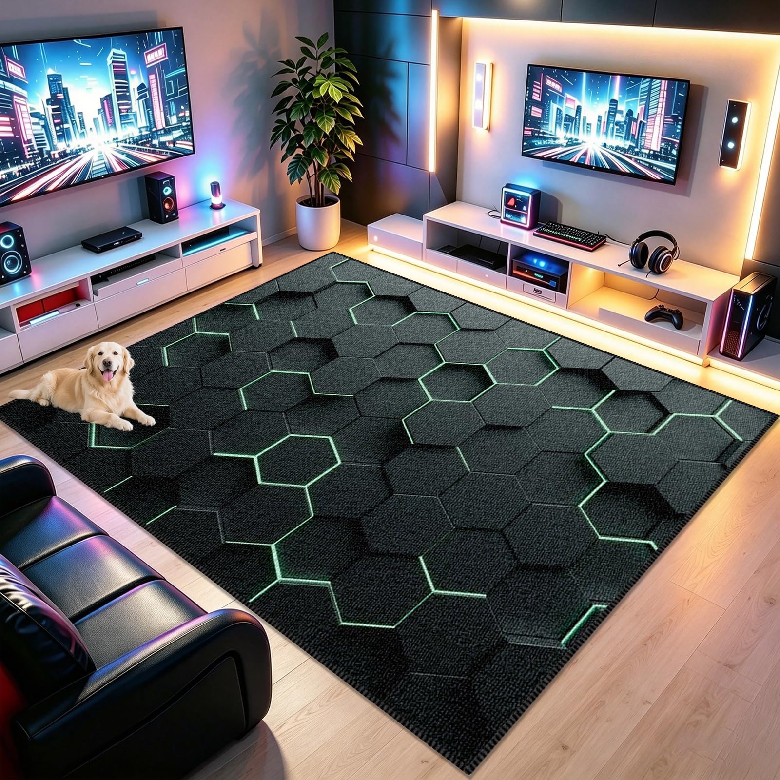 Alfombra de área de juegos grande para el salón familiar y cuarto de niños Voxirum