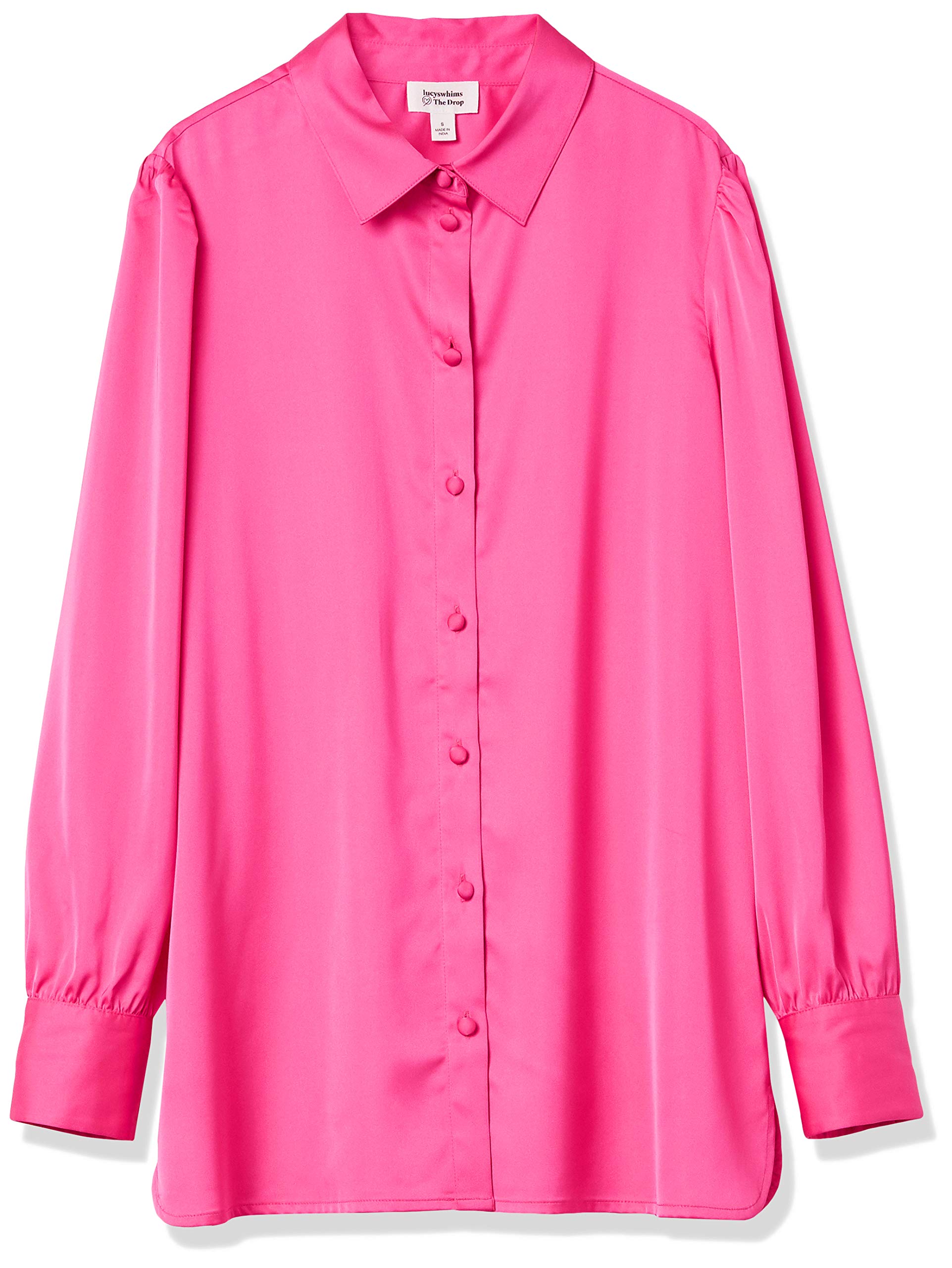 The Drop Women's @Lucyswhims Long-Sleeve Button-Down Stretch Satin Shirt