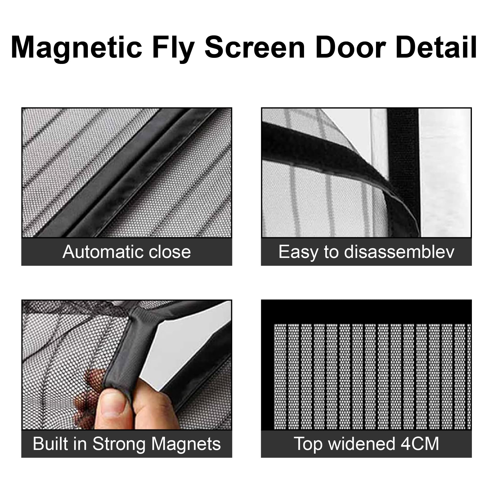 Magnetica per Zanzariera 113 x 241 cm Tenda Zanzariera Porta Facile da Installare, Chiusura Automatica per Porte Finestre, Nero