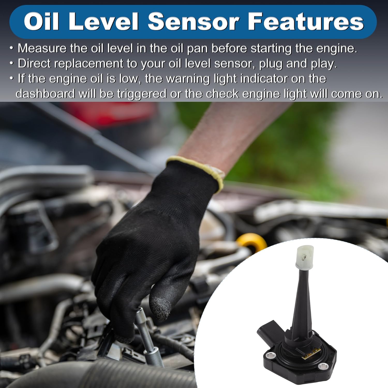 Engine Oil Level Sensor Replacement for Volkswagen Touareg 2011-2017 Oil Levelling Sensor Replace 03L907660B 1 Pcs