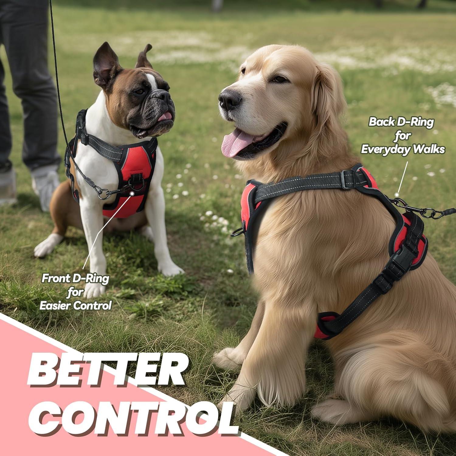 VIVAGLORY + No Pull Dog Harness + Short Dog Leash, Front Clip & Handle for Lifting Training Closelyt Traffic Leash for Dog with Soft Padded Handle