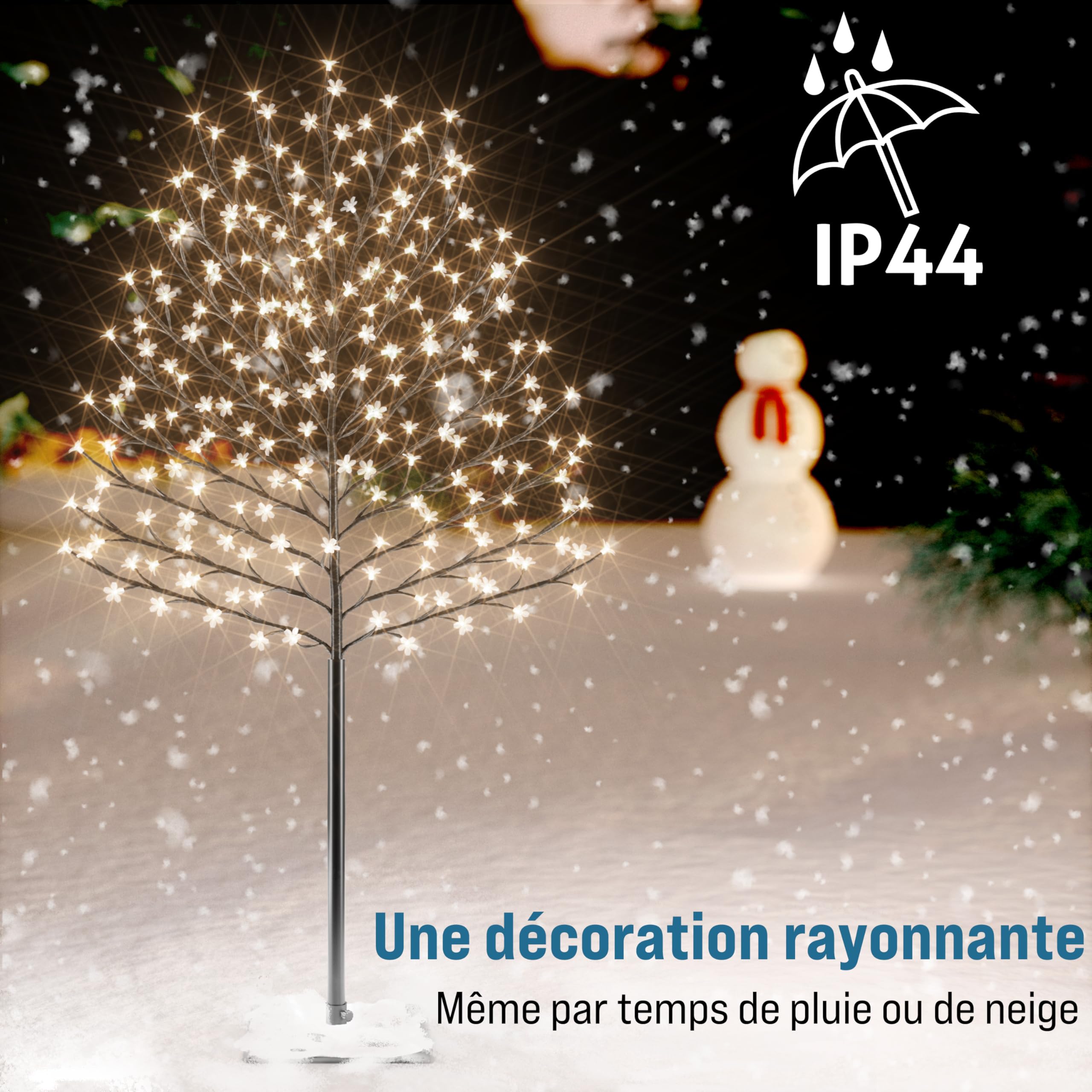 Monzana® Arbre Lumineux 220 LED 220 cm minuterie 8 Modes de lumière résistant aux intempéries décoration Noël Cerisier