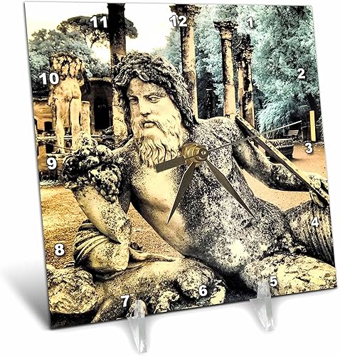 3dRose Italy, Puglia, Tivoli. The Pool, Canopus in Hadrians Villa - Desk Clocks (dc-366532-1)